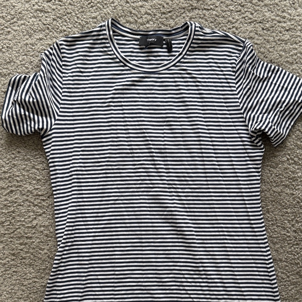 Theory Black and White Striped Women's Dress - M